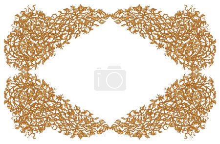 Illustration for Vintage hand drawn floral frame sketch in Baroque style with golden branches on a white background - Royalty Free Image