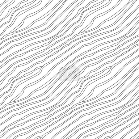 Illustration for Vector doodle diagonal seamless pattern from black wavy lines on a white background - Royalty Free Image