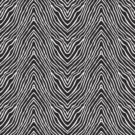 Vector Zickzack nahtloses Muster aus schwarz-weißen Wellenstreifen, Zebrahautprints 