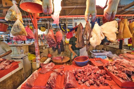 Kuala Lumpur, Malaysia - Jan 2023: The meat sold b...