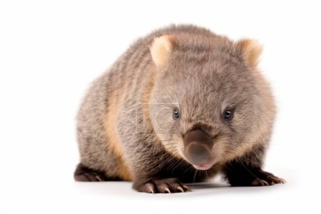Photo pour Les Wombats sont solitaires et nocturnes, et vivent dans les prairies, les forêts et les zones montagneuses avec des sols sablonneux ou des champs de rochers. C'est une espèce protégée en Australie. Vombatus ursinus. - image libre de droit