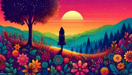 A Woman Standing Alone in Nature