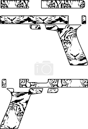 Téléchargez les photos : Modèle de gravure de pistolet à main AR 15 avec motif - en image libre de droit