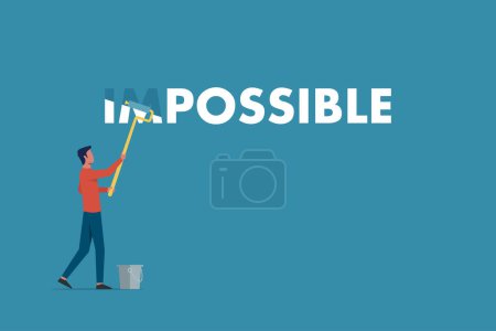 Illustration for Make it possible, the man erase in word from impossible, concept of impossible becoming possible - Royalty Free Image