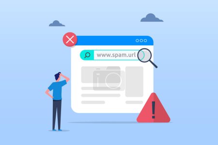 Illustration for Suspicious and malicious hyperlinks concept, spam url or website address, safe browsing and alert notification - Royalty Free Image