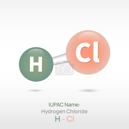 Illustration for Hydrogen chloride, strong corrosive acid that commonly used in lab or chemical process, isolated with white background - Royalty Free Image