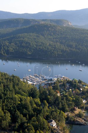 Photo for Genoa Bay and Genoa Bay Marina from the air, Vancouver Island, British Columbia, Canada. - Royalty Free Image