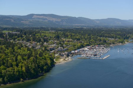 Cowichan Bay aerial from the East, Vancouver Island, British Columbi