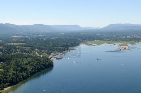Aerial photograph of Cowichan Bay, Vancouver Island, British Columbia, Canada.