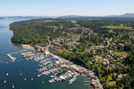 Téléchargez les photos : Photographie aérienne de Cowichan Bay, île de Vancouver, Colombie-Britannique, Canada. - en image libre de droit
