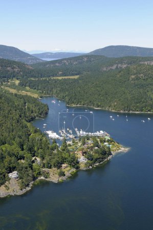 Photo for Aerial photo of Genoa Bay and Genoa Bay Marina, Vancouver Island, British Columbia, Canada. - Royalty Free Image