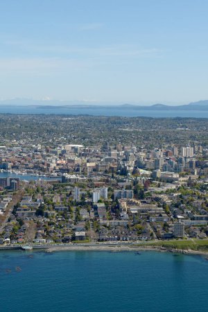 Luftaufnahme von James Bay, Holland Point Park und Innenstadt von Victoria, Victoria, Vancouver Island, British Columbi