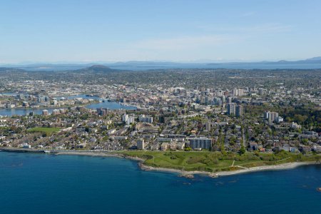Luftaufnahme von James Bay, Holland Point Park und Innenstadt von Victoria, Victoria, Vancouver Island, British Columbi