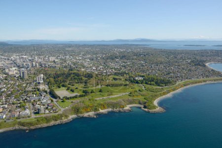 Beacon Hill Park y Dallas Road, Foto aérea, Victoria, Vancouver Island, British Columbi