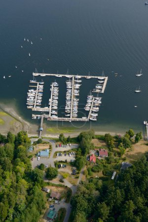Aerial photo of the Salt Spring Island Sailing Club dock, Salt Spring Island, British Columbia, Canada