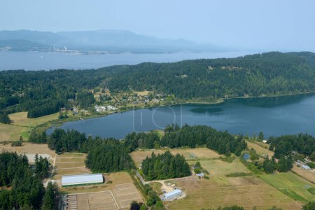 Saint Mary's Lake with Crofton and Vancouver Island in the distance, Saltspring Island, British Columbia, Canada