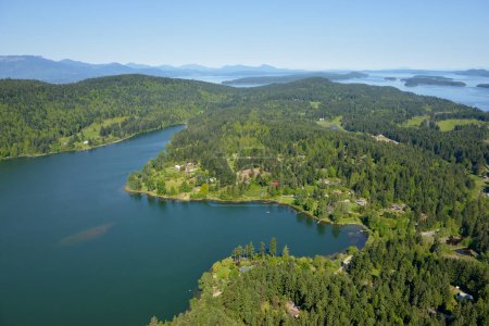 Saint Mary's Lake with Trincomali Channel and the Gulf Islands in the background, Salt Spring Island, British Columbia, Canada