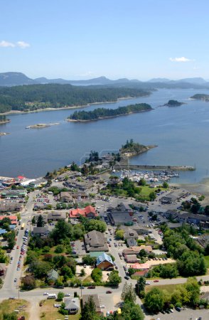 Aerial photograph of Ganges and Ganges Harbour, Saltspring Island, British Columbia, Canada