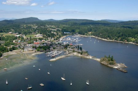 Photo for Aerial photo of Ganges and Ganges Harbour looking North, Saltspring Island, British Columbia, Canada - Royalty Free Image