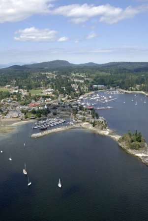 Ganges Harbour and Ganges from the air, Saltspring Island, British Columbia, Canada