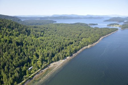 Aerial photo of the east side of Saturna Island on the Georgia Strait, Saturna Island, British Columbia