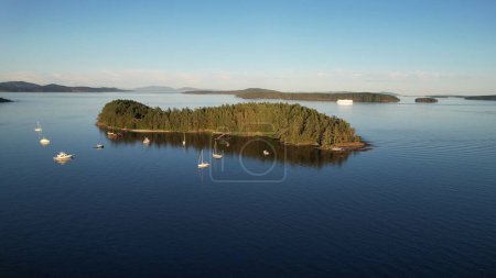 Aerial photograph of Russell Island, Gulf Islands National Park, British Columbia, Canada.