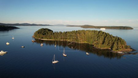 Aerial photograph of Russell Island, Gulf Islands National Park, British Columbia, Canada.