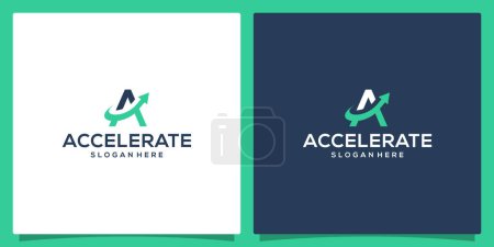 Illustration for Acceleration logo design template with initial letter A and arrow logo graphic design vector illustration. Symbol, icon, creative. - Royalty Free Image