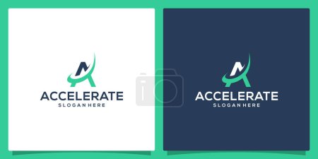 Illustration for Accelerate or boost logo design template with initial letter A logo graphic design vector illustration. Symbol launch, icon, creative. - Royalty Free Image