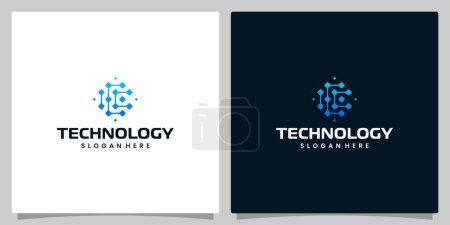 Abstract Digital technology logo design template with initial letter C graphic design illustration. Symbol for tech, internet, system, Artificial Intelligence and computer.