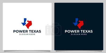 Plantilla de diseño de logotipo de mapa estatal de Texas con ilustración de diseño gráfico de relámpagos. icono, símbolo, creativo.