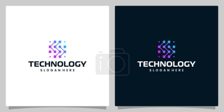 Abstract Digital technology logo design template with initial letter S graphic design illustration. Symbol for tech, internet, system, Artificial Intelligence and computer.