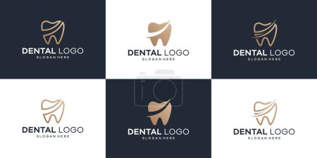Sammlung zahnklinik logo design mit geometrischer linie abstrakt dentallogo abstrakt vektor illustrator design.
