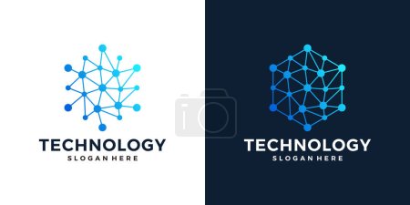 Innovate technology startup logo design with abstract dot, molecule and network Internet system graphic design vector illustration. Symbol, icon, creative.