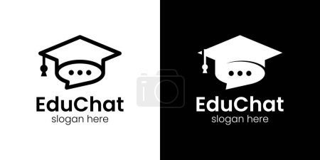 Collège, Graduation cap, Campus, Modèle de conception de logo de l'éducation avec chat bulle vecteur de conception graphique. Symbole, icône, créatif.