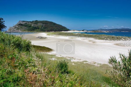 Photo for The landscape of the island is surrounded by coves, beaches and cliffs along the coast. Cies islands, Atlantic Islands National Park, Galicia, Spain - Royalty Free Image
