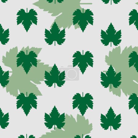 Illustration for Repeated green grape leaves flat pattern vector design. well us as wallpaper - Royalty Free Image
