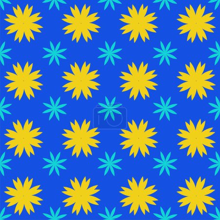 Illustration for Colorful blossom flowers on blue background pattern vector design. well use for wallpaper - Royalty Free Image