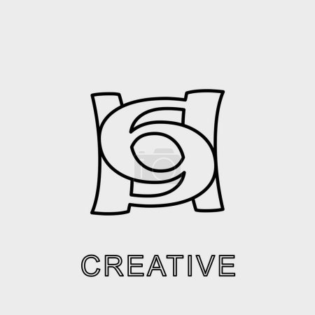 Illustration for H 69 initial lettering creative line logo design - Royalty Free Image