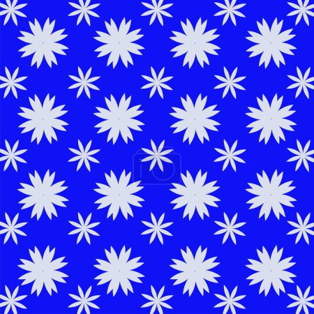 Illustration for Repeated white flowers on blue background flat pattern design. welluse for wallpaper or background - Royalty Free Image