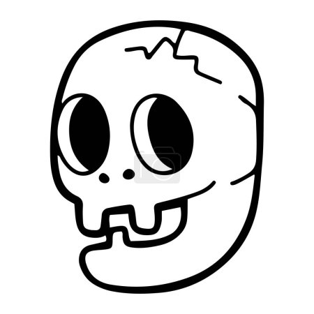 Téléchargez les illustrations : Funny smiling skull, hand drawn in line art, bold outline, isoalted vector illustration - en licence libre de droit
