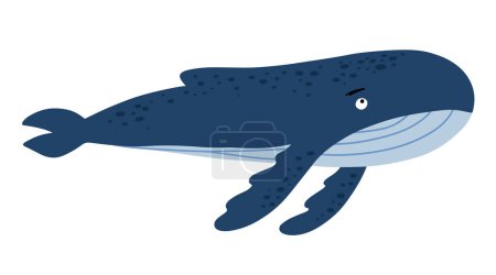 Illustration for Hand drawn cute blue humpback whale, isolated vector illustration in flat cartoon style - Royalty Free Image