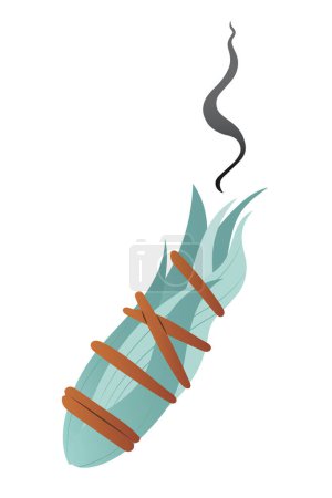 Illustration for Bunch of sage herbs for space fumigation, isolated vector illustration - Royalty Free Image