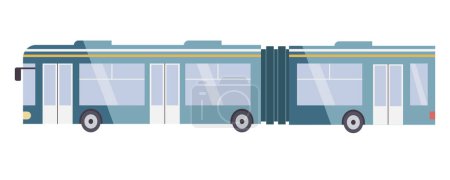 Illustration for Long articulated bus or a stretch bus, modern public city transport. Isolated vector illustration in flat design - Royalty Free Image
