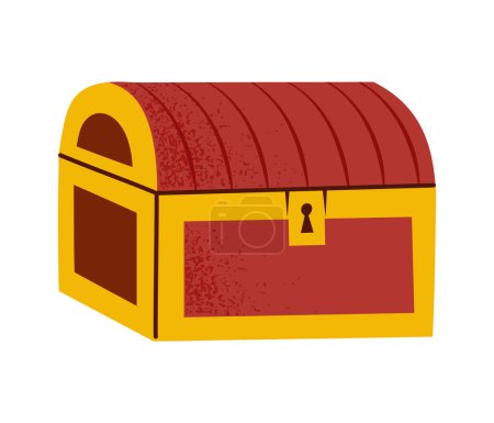 Simple treasure chest with textured details. Hand drawn vector illustration in flat design, isolated on white