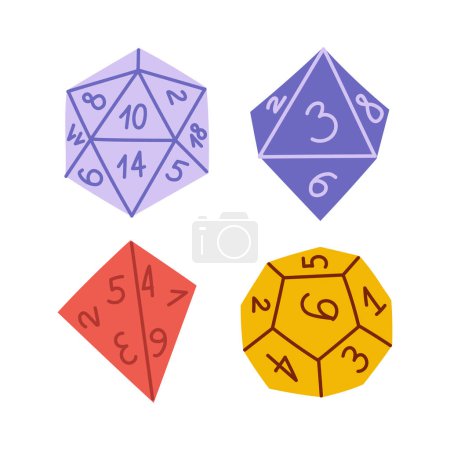 Illustration for Hand drawn cute dice for RPG board games, isolated on white vector illustration - Royalty Free Image