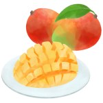 Illustration of a cut mango that looks delicious