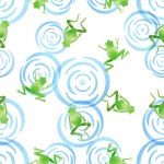 Seamless pattern material with frog motif