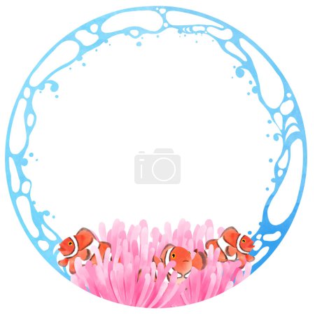 Decorative material with an anemone fish motif