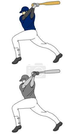 Illustrationsset von Baseballspielern